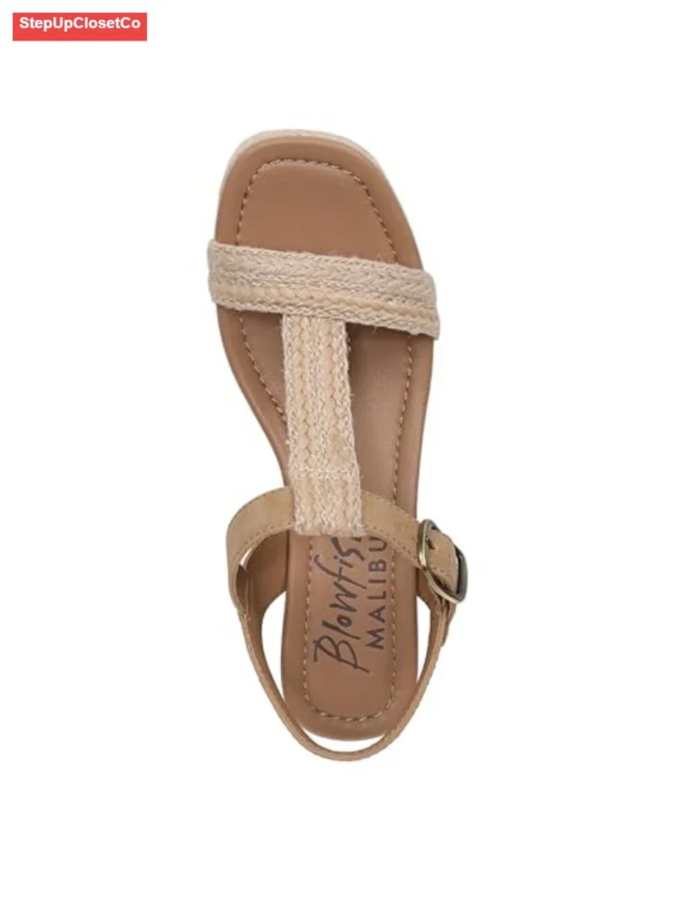 Strappy Wedge Sandals with Faux Jute Upper, Open Toe, Ankle Buckle